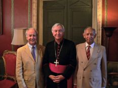 His Grace with Michael Milbourn (secretary) and John Barrie (chairman)