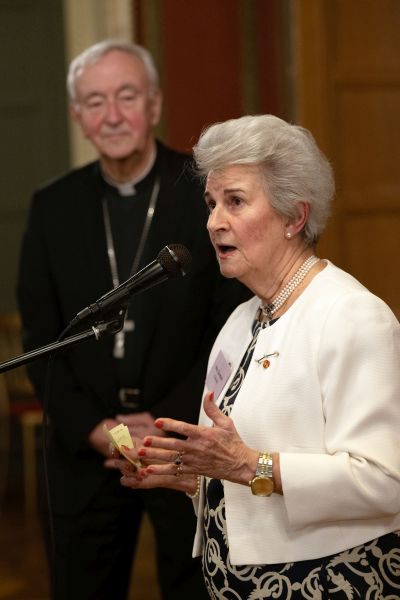 Mrs Goodwin prepares to present the cheques to His Eminence  by Marcin Mazur/CBCEW